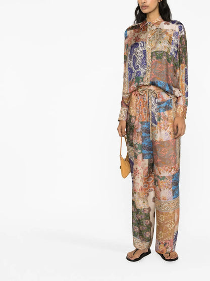 Graphic-Print Silk Shirt