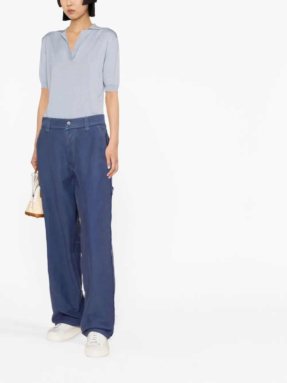 Distressed Wide-Leg Jeans