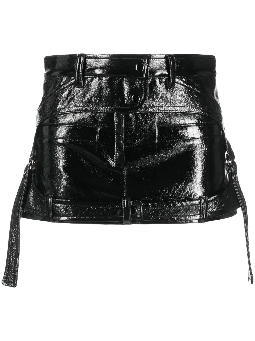Tie-Detail Patent Miniskirt