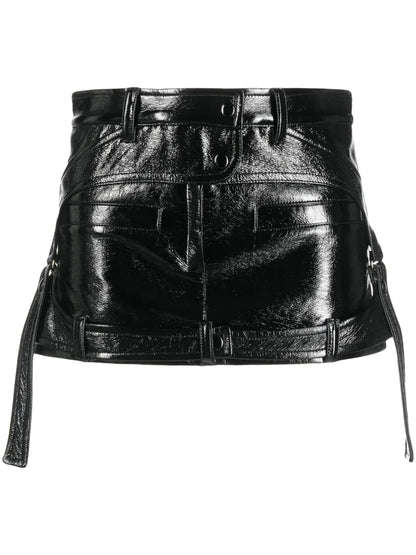 Tie-Detail Patent Miniskirt