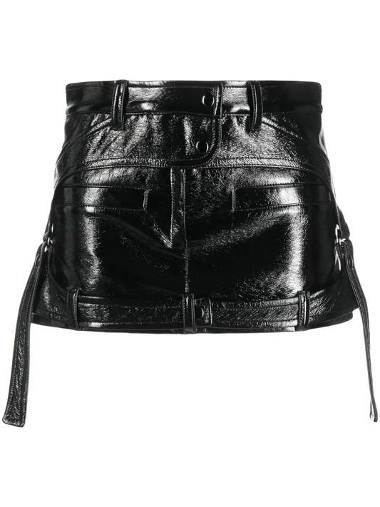 Tie-Detail Patent Miniskirt