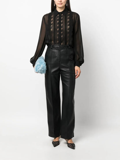 Floral-Lace Semi-Sheered Shirt