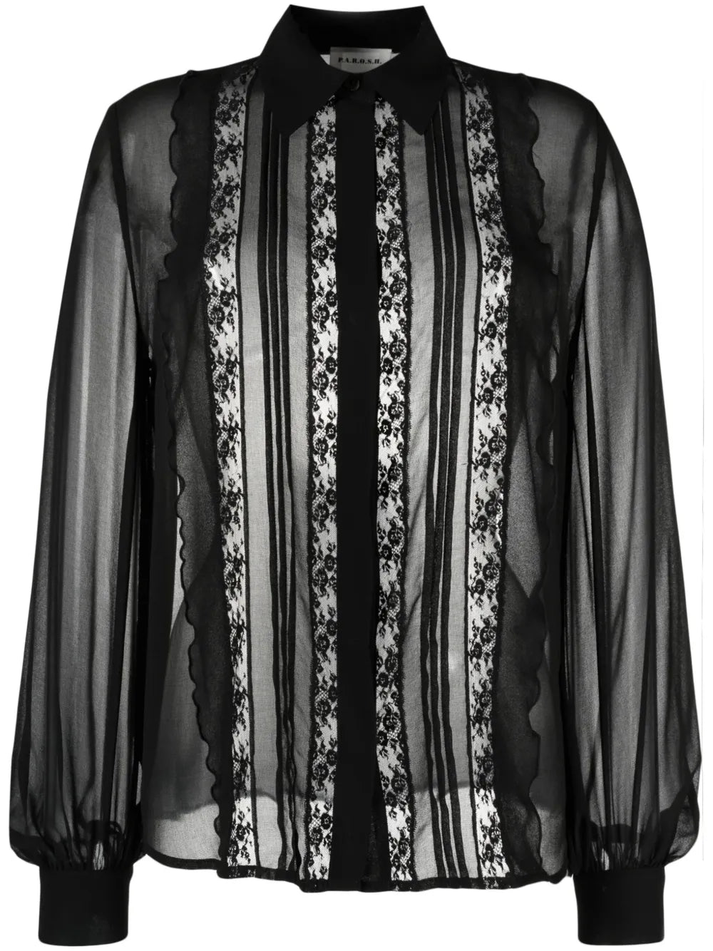 Floral-Lace Semi-Sheered Shirt