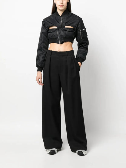 Cut-Out Cropped Bomber Jacket
