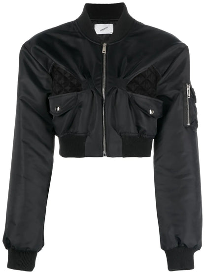 Cut-Out Cropped Bomber Jacket