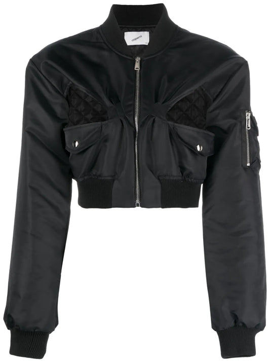 Cut-Out Cropped Bomber Jacket