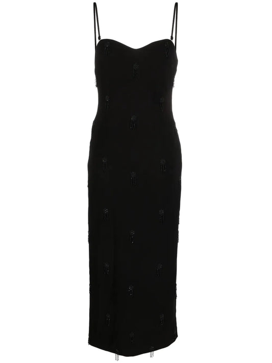 Embroidered Crepe Midi Dress