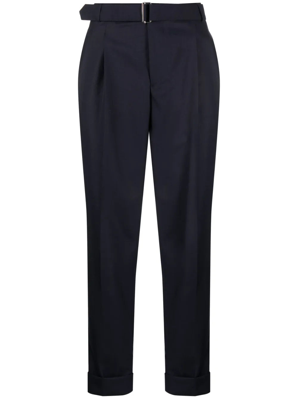 Belted-Waist Tapered Trousers