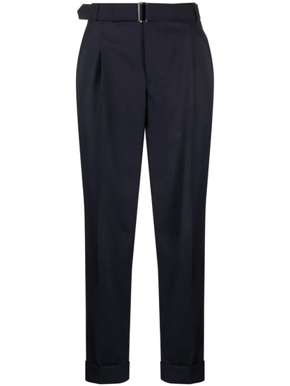 Belted-Waist Tapered Trousers