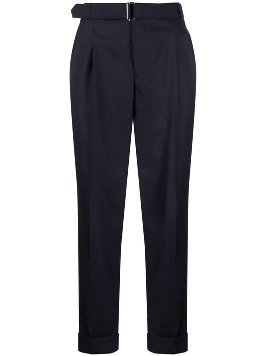 Belted-Waist Tapered Trousers