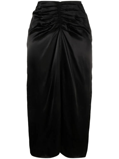 Gathered-Waist Midi Skirt