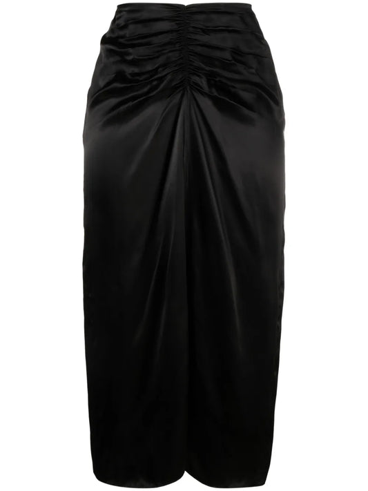 Gathered-Waist Midi Skirt