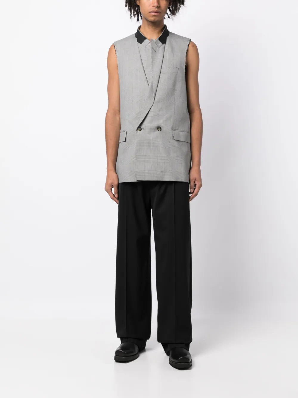 Peaked Double-Breasted Cotton Gilet