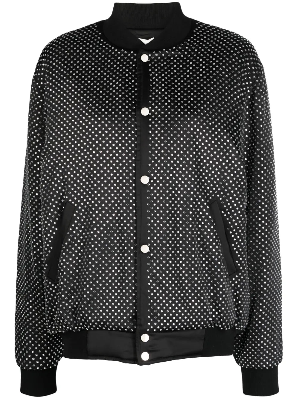 Crystal-Embellished Press-Stud Bomber Jacket
