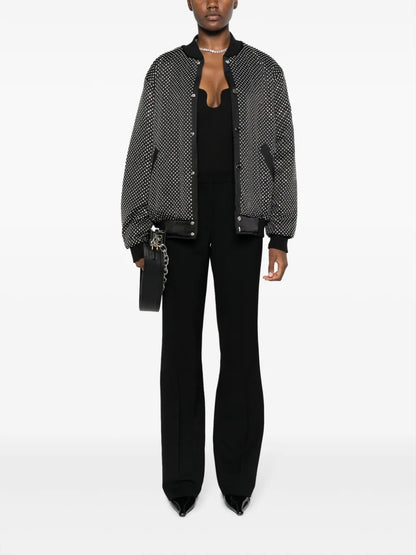 Crystal-Embellished Press-Stud Bomber Jacket