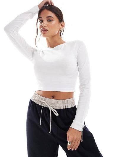 Fitted Crop T-Shirt With Long Sleeve