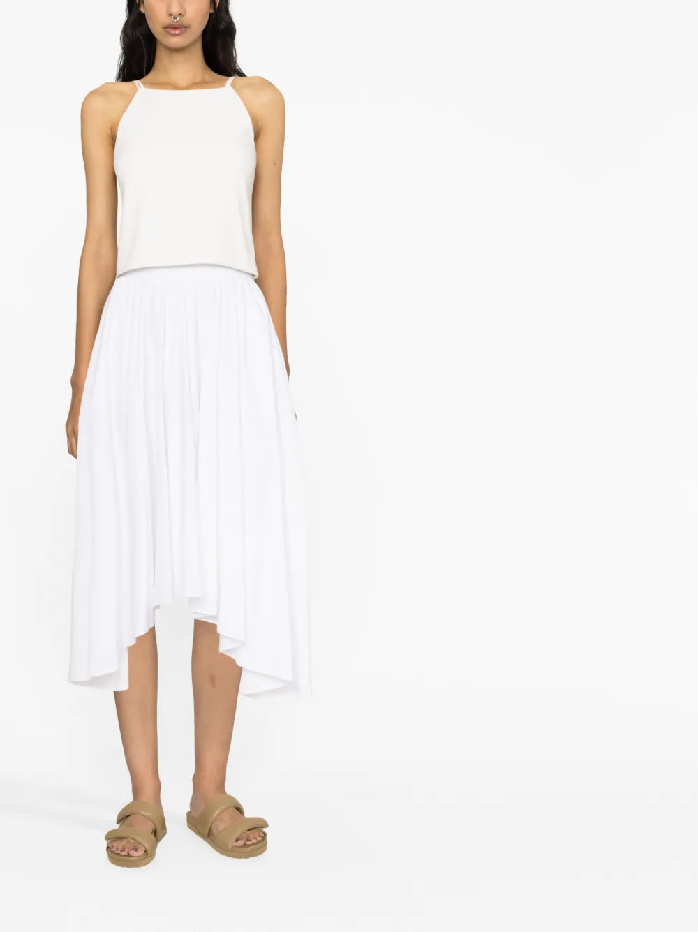 High-Waisted Asymmetric-Hem Skirt