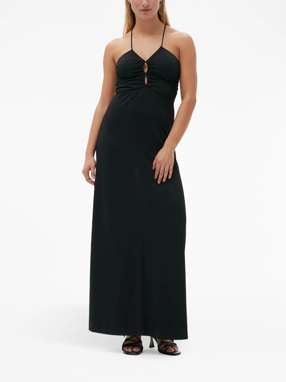 Crossover-Strap Gathered Maxi Dress