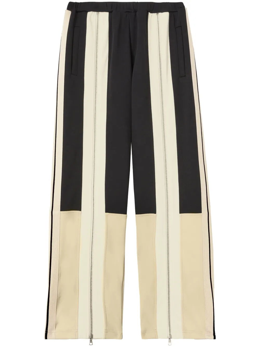 Zip-Detailing Striped Trousers