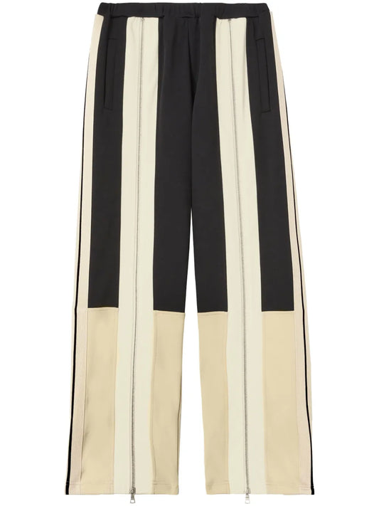Zip-Detailing Striped Trousers