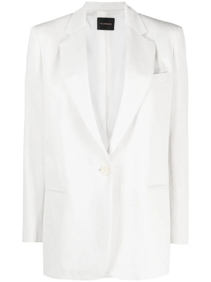 Single-Breasted Cotton-Linen Blend Blazer