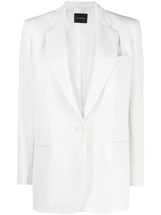 Single-Breasted Cotton-Linen Blend Blazer