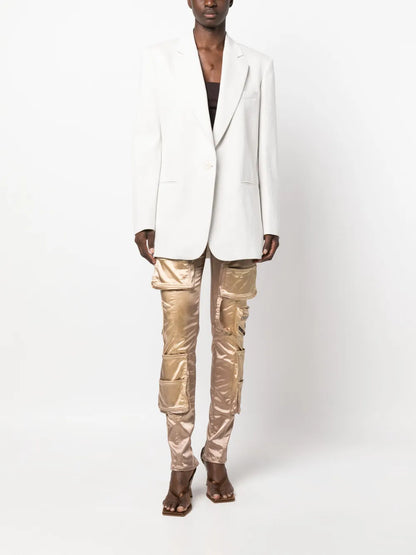 Single-Breasted Cotton-Linen Blend Blazer