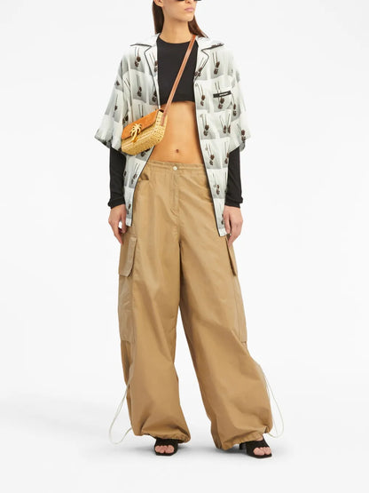 Low-Rise Wide-Leg Parachute Trousers