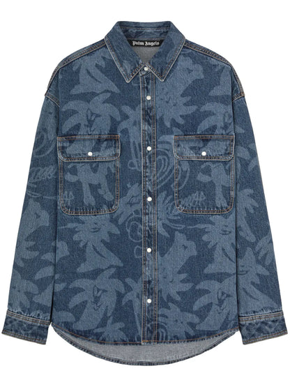 Palmity Laser-Print Denim Shirt