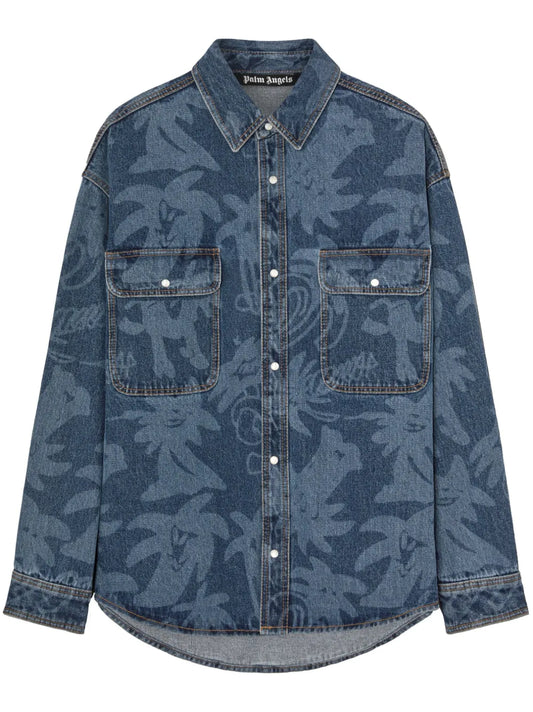 Palmity Laser-Print Denim Shirt