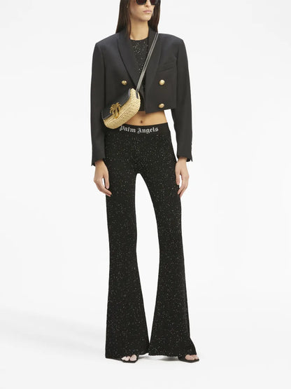 Logo-Print Knitted Flared Trousers