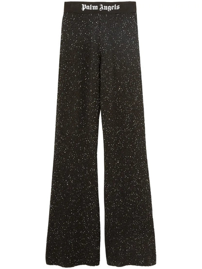 Logo-Print Knitted Flared Trousers