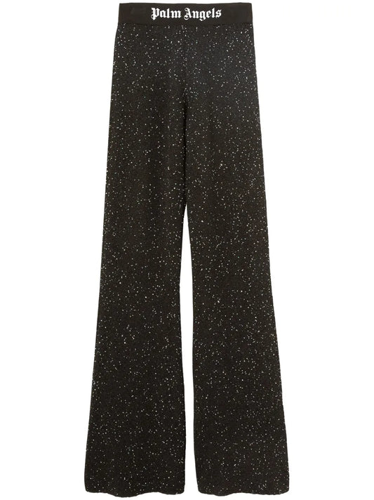 Logo-Print Knitted Flared Trousers
