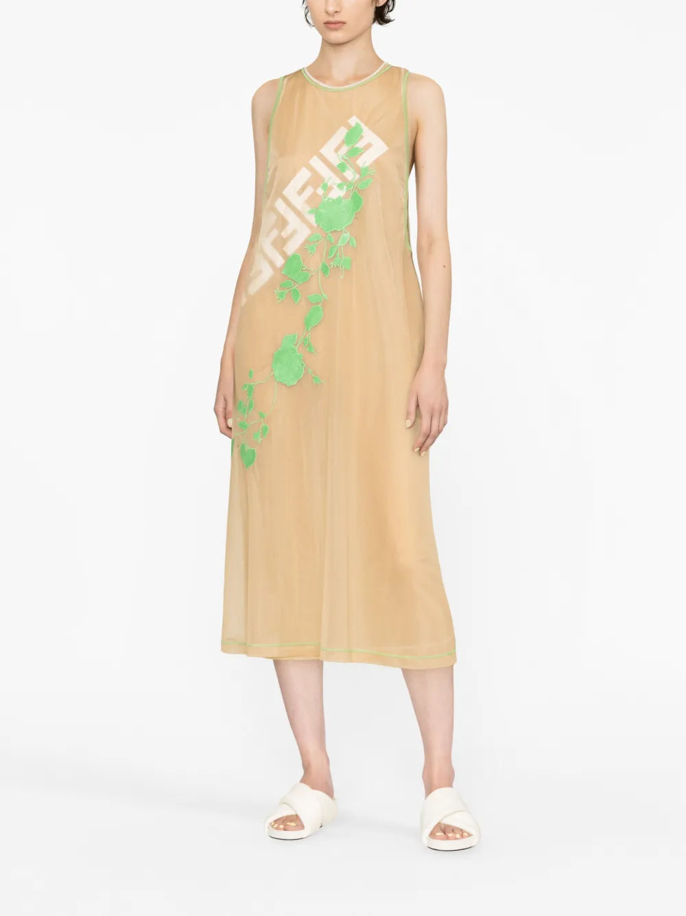 Fendi Roses Sleeveless Midi Dress