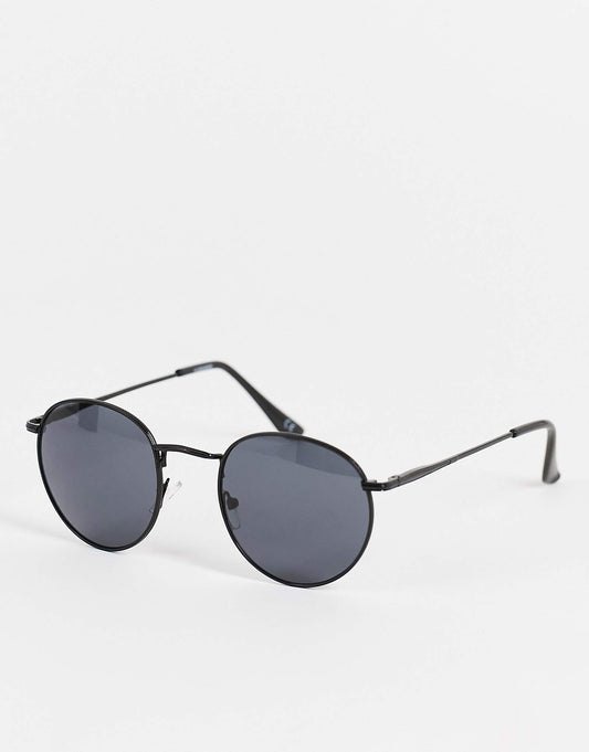 90S Round Metal Sunglasses With Smoke Lens