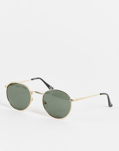 90S Round Metal Sunglasses With Smoke Lens