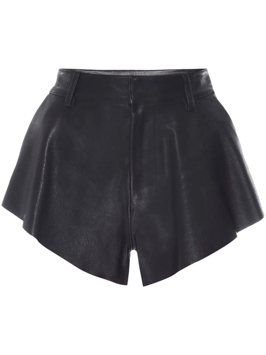 Wide-Leg Leather Shorts