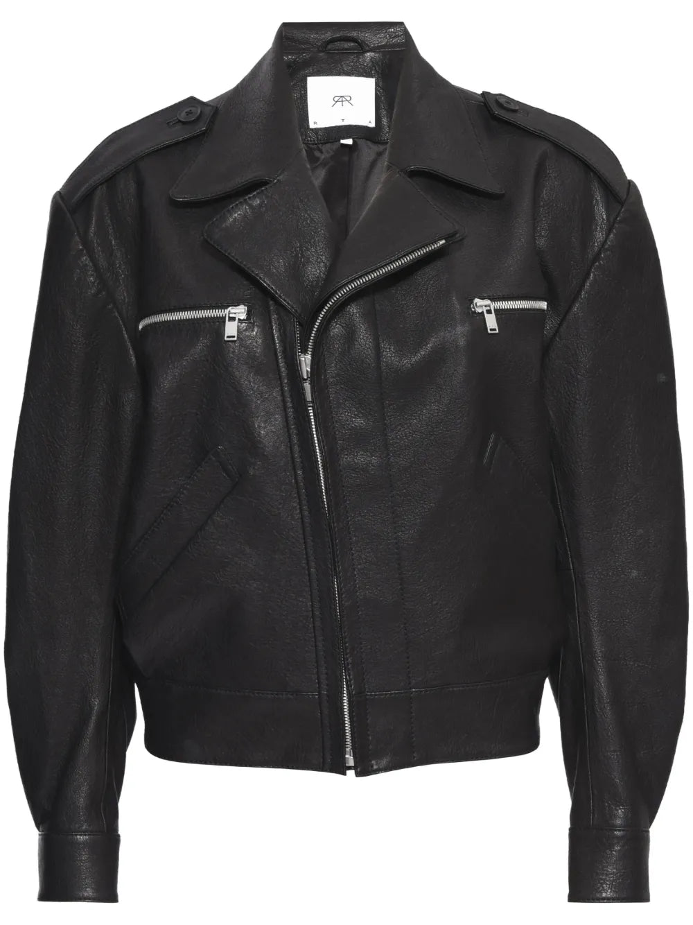 Notched-Lapels Leather Jacket