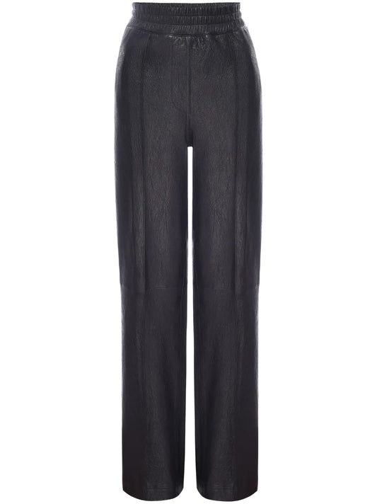 Elasticated-Waist Leather Trousers