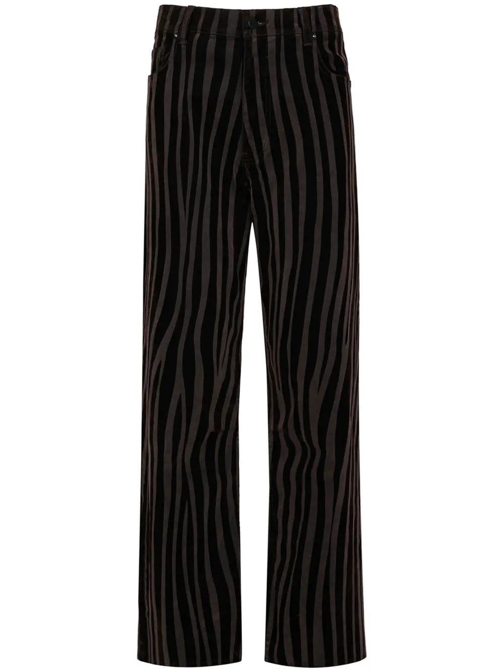 Striped Straight-Leg Cropped Trousers