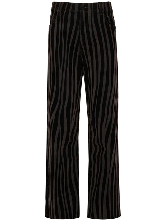 Striped Straight-Leg Cropped Trousers