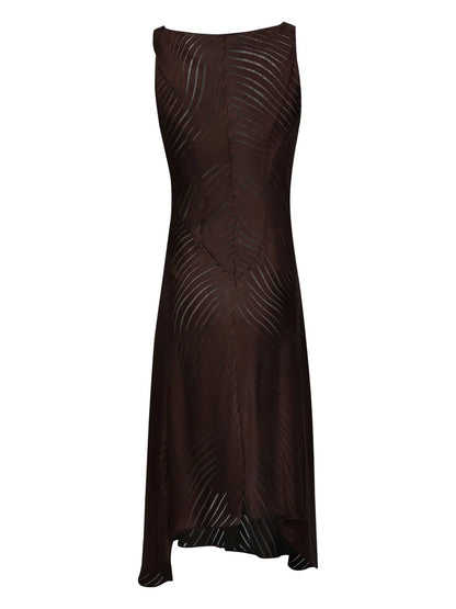 Wave-Print Cowl-Neck Midi Dress