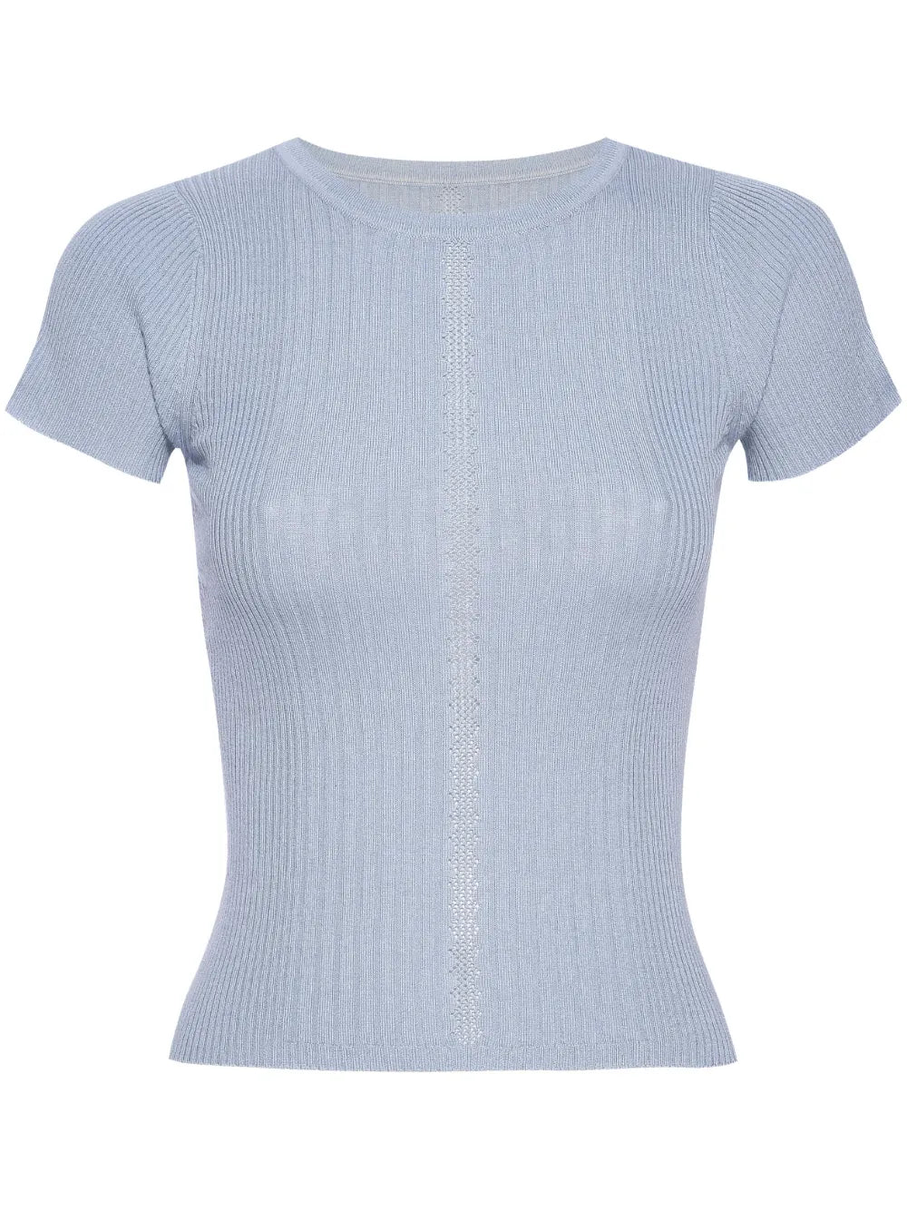 Crew-Neck Ribbed-Knit Silk Top
