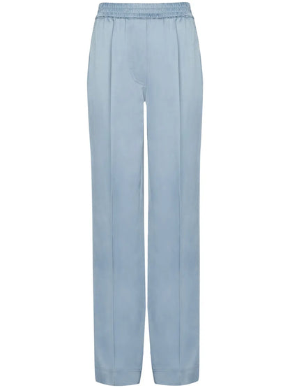 Elasticated-Waist Straight-Leg Trousers