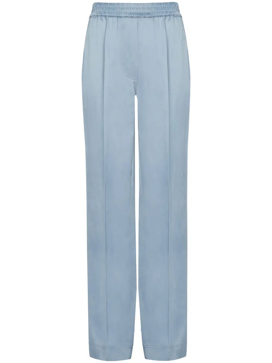 Elasticated-Waist Straight-Leg Trousers