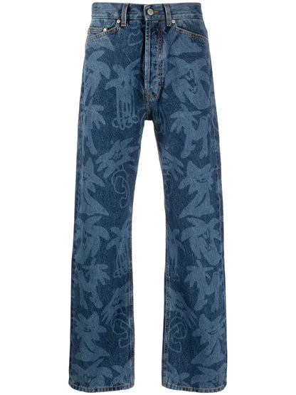 Palmity Palm Tree-Print Jeans