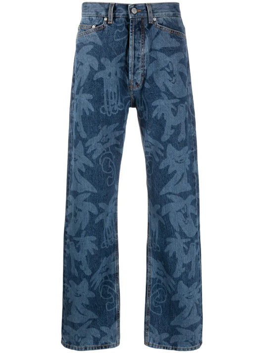 Palmity Palm Tree-Print Jeans