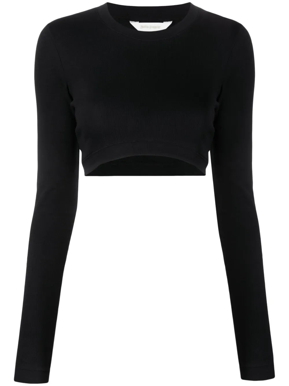 Fine-Ribbed Cropped Long-Sleeve Top
