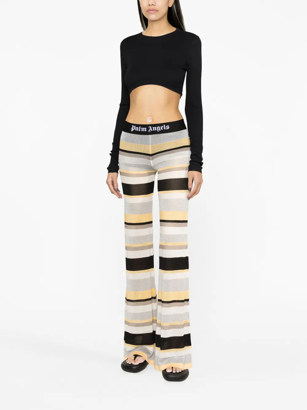 Fine-Ribbed Cropped Long-Sleeve Top
