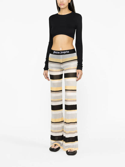 Fine-Ribbed Cropped Long-Sleeve Top
